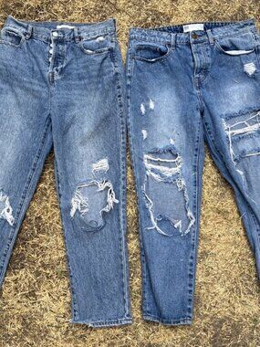 Pacsun High Rise Straight & RSQ Boyfriend Destroyed Jeans Women's Size 28